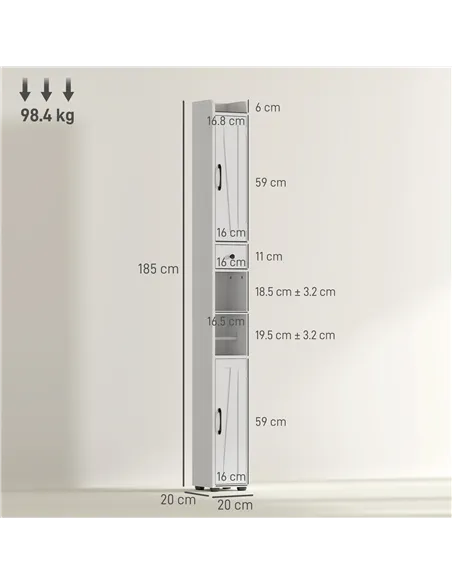 HOMCOM Tall Bathroom Cabinet, Farmhouse Slim Bathroom Storage Cabinet with Barn Doors, Toilet Paper Roll Holder, Drawer and Adju