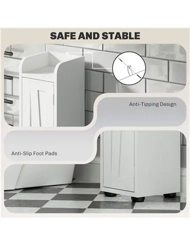 HOMCOM Tall Bathroom Cabinet, Farmhouse Slim Bathroom Storage Cabinet with Barn Doors, Toilet Paper Roll Holder, Drawer and Adju