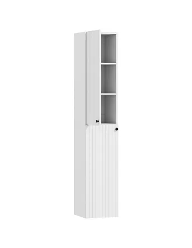 HOMCOM Wall Mounted Tall Bathroom Storage Cabinet with Soft-Close Hinges, Slim Bathroom Cabinet with 2 Doors, White