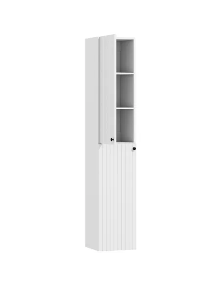 HOMCOM Wall Mounted Tall Bathroom Storage Cabinet with Soft-Close Hinges, Slim Bathroom Cabinet with 2 Doors, White