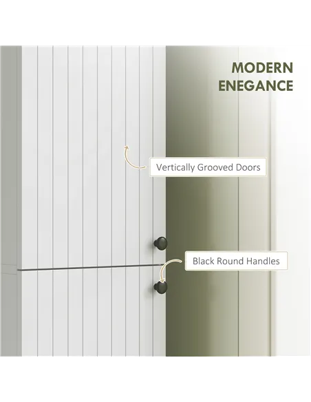 HOMCOM Wall Mounted Tall Bathroom Storage Cabinet with Soft-Close Hinges, Slim Bathroom Cabinet with 2 Doors, White