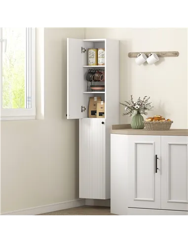 HOMCOM Wall Mounted Tall Bathroom Storage Cabinet with Soft-Close Hinges, Slim Bathroom Cabinet with 2 Doors, White