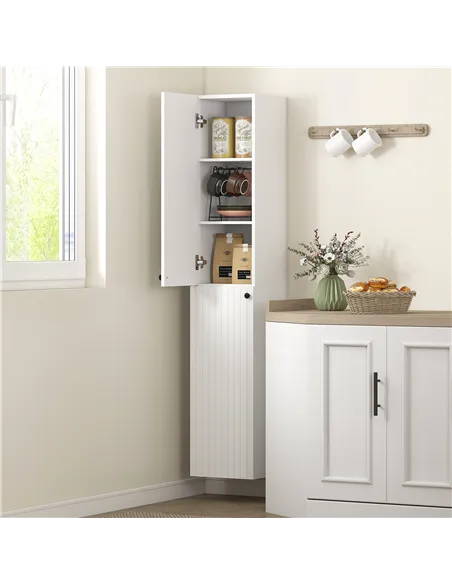 HOMCOM Wall Mounted Tall Bathroom Storage Cabinet with Soft-Close Hinges, Slim Bathroom Cabinet with 2 Doors, White