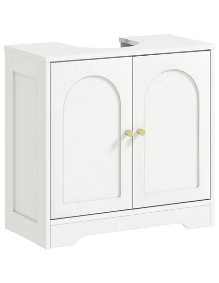HOMCOM Under Sink Bathroom Cabinet with 2 Arch Doors - White