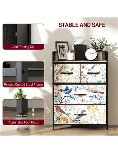 HOMCOM 4-Drawer Chest of Drawers - White