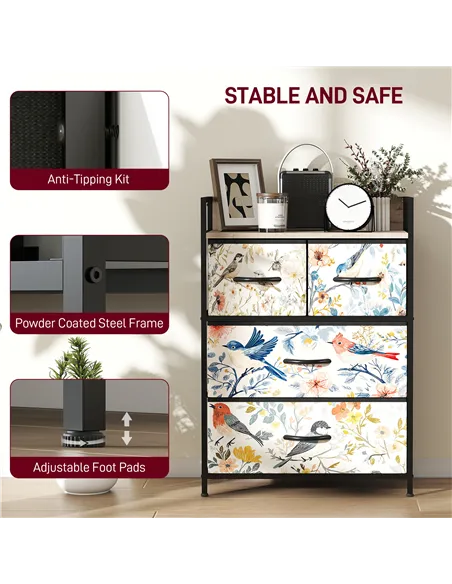 HOMCOM 4-Drawer Chest of Drawers - White