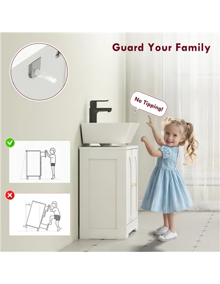 HOMCOM Under Sink Bathroom Cabinet with 2 Arch Doors - White