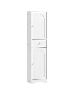 HOMCOM Tall Bathroom Cabinet with Arched Doors - White