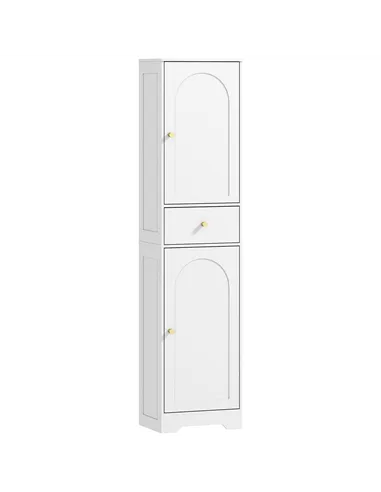 HOMCOM Tall Bathroom Cabinet with Arched Doors - White