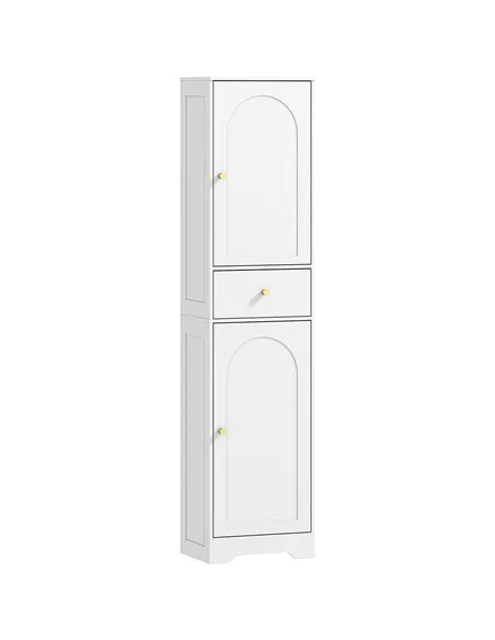 HOMCOM Tall Bathroom Cabinet with Arched Doors - White