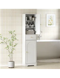 HOMCOM Tall Bathroom Cabinet with Arched Doors - White 2