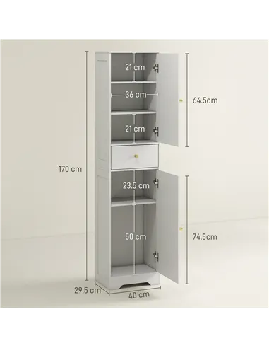 HOMCOM Tall Bathroom Cabinet with Arched Doors - White