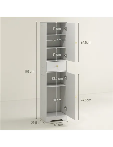 HOMCOM Tall Bathroom Cabinet with Arched Doors - White