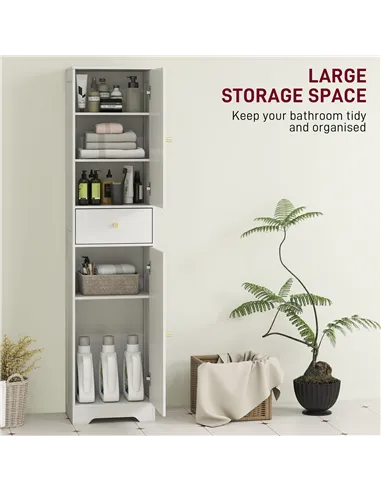 HOMCOM Tall Bathroom Cabinet with Arched Doors - White