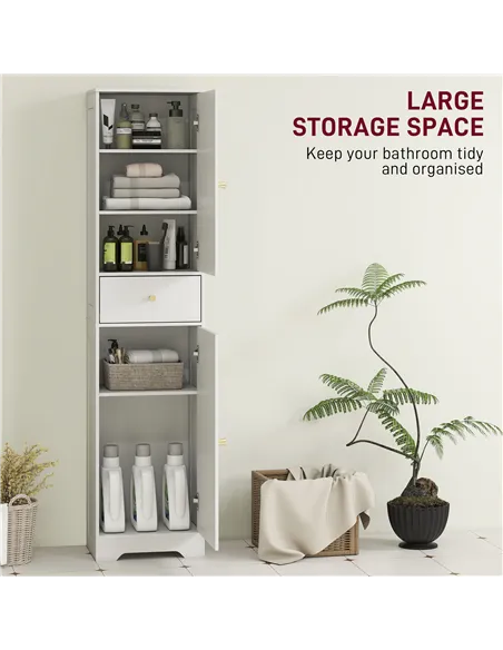 HOMCOM Tall Bathroom Cabinet with Arched Doors - White