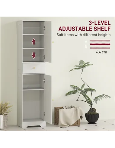 HOMCOM Tall Bathroom Cabinet with Arched Doors - White