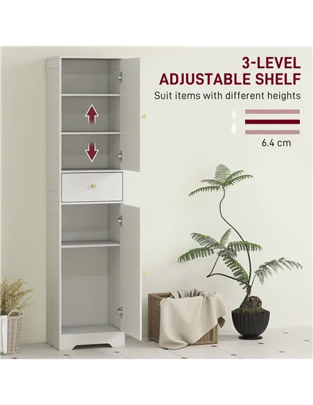 HOMCOM Tall Bathroom Cabinet with Arched Doors - White