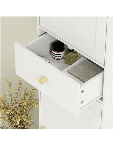 HOMCOM Tall Bathroom Cabinet with Arched Doors - White