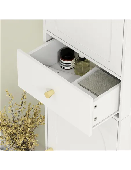 HOMCOM Tall Bathroom Cabinet with Arched Doors - White