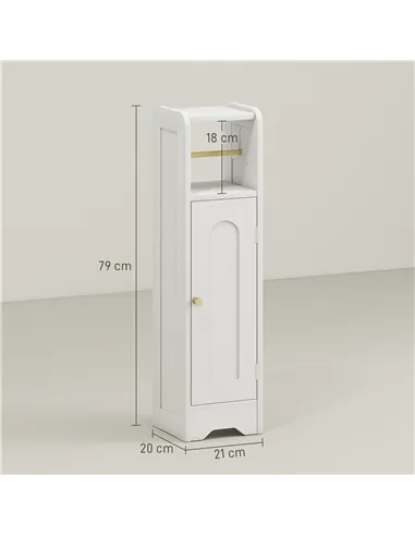 HOMCOM Small Bathroom Storage Cabinet with Toilet Roll Holder - White