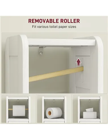 HOMCOM Small Bathroom Storage Cabinet with Toilet Roll Holder - White