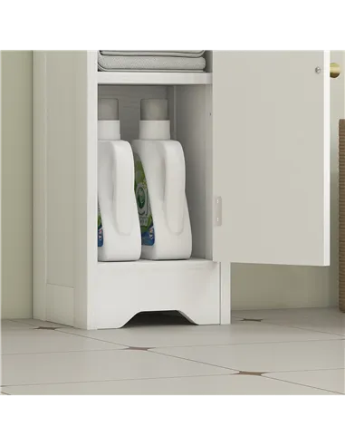 HOMCOM Small Bathroom Storage Cabinet with Toilet Roll Holder - White