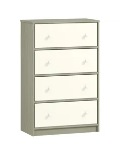 HOMCOM Chest of Drawers, Dresser with 4 Fabric Drawers - White and Grey