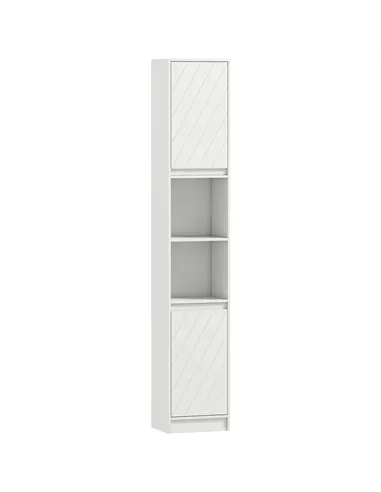 HOMCOM Narrow Bathroom Cabinet, Slim Bathroom Storage Unit with Open Compartment, Freestanding Storage Cupboard with Adjustable 