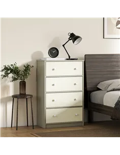 HOMCOM Chest of Drawers, Dresser with 4 Fabric Drawers - White and Grey 2