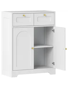 HOMCOM Bathroom Floor Cabinet with 2 Drawers - White