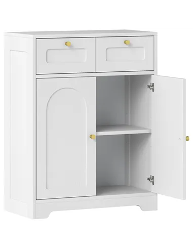 HOMCOM Bathroom Floor Cabinet with 2 Drawers - White