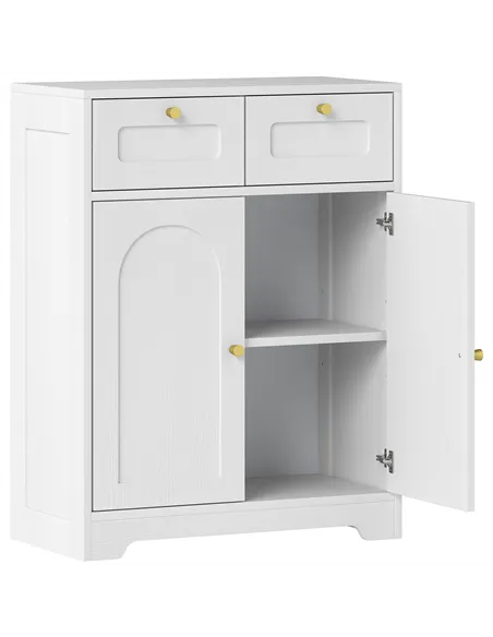 HOMCOM Bathroom Floor Cabinet with 2 Drawers - White
