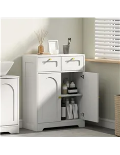 HOMCOM Bathroom Floor Cabinet with 2 Drawers - White 2