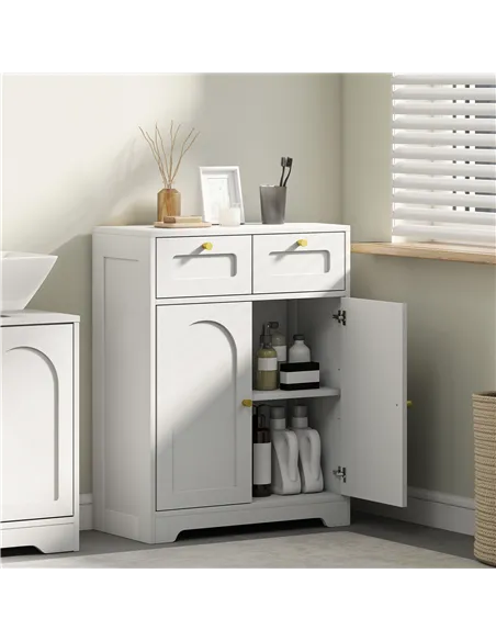 HOMCOM Bathroom Floor Cabinet with 2 Drawers - White
