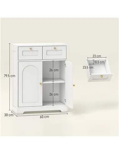 HOMCOM Bathroom Floor Cabinet with 2 Drawers - White