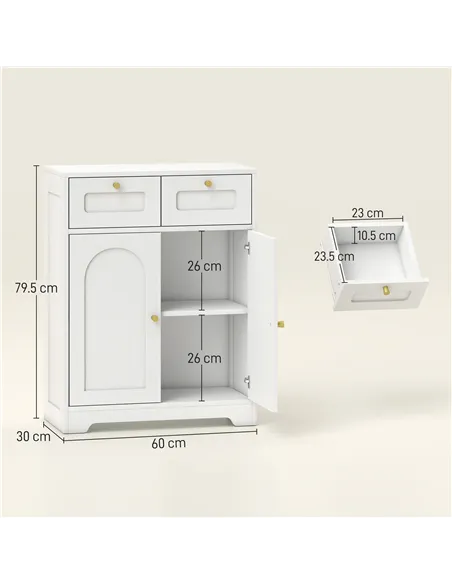 HOMCOM Bathroom Floor Cabinet with 2 Drawers - White