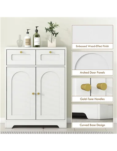 HOMCOM Bathroom Floor Cabinet with 2 Drawers - White