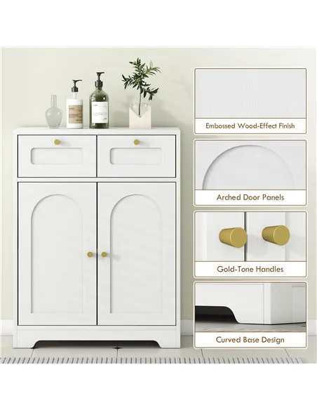 HOMCOM Bathroom Floor Cabinet with 2 Drawers - White