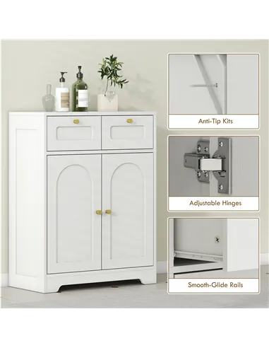 HOMCOM Bathroom Floor Cabinet with 2 Drawers - White