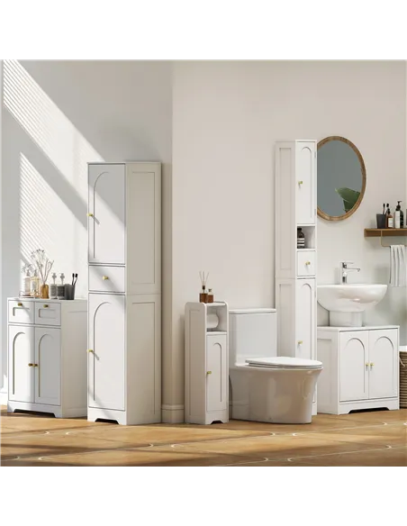 HOMCOM Bathroom Floor Cabinet with 2 Drawers - White