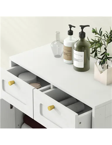 HOMCOM Bathroom Floor Cabinet with 2 Drawers - White