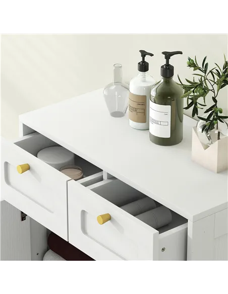 HOMCOM Bathroom Floor Cabinet with 2 Drawers - White