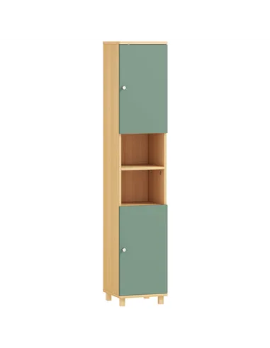 HOMCOM Bathroom Cabinet with Adjustable Shelves and Open Shelves - Green