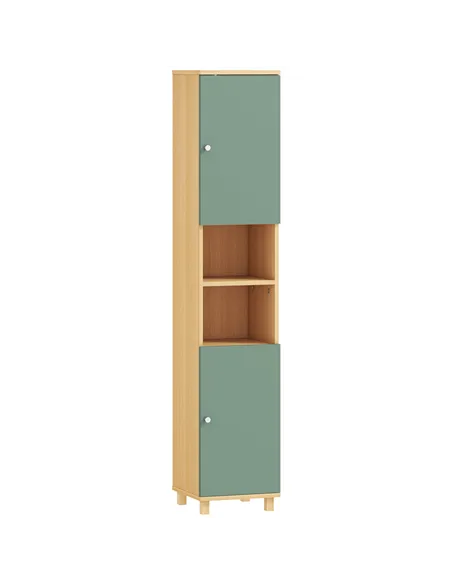 HOMCOM Bathroom Cabinet with Adjustable Shelves and Open Shelves - Green
