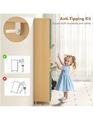 HOMCOM Bathroom Cabinet with Adjustable Shelves and Open Shelves - Green