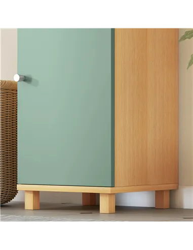 HOMCOM Bathroom Cabinet with Adjustable Shelves and Open Shelves - Green