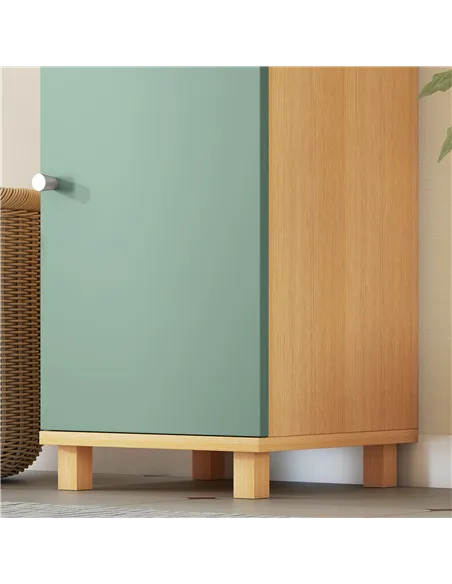 HOMCOM Bathroom Cabinet with Adjustable Shelves and Open Shelves - Green