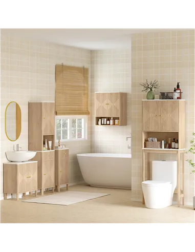 HOMCOM Slim Bathroom Cabinet with Silent Drawer Rail for Scandinavian, Japanese Styles - Wood-Effect