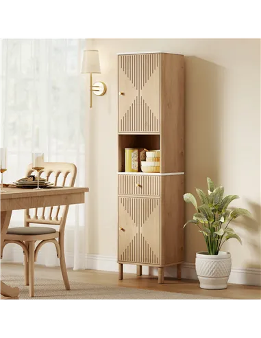 HOMCOM Slim Bathroom Cabinet with Silent Drawer Rail for Scandinavian, Japanese Styles - Wood-Effect