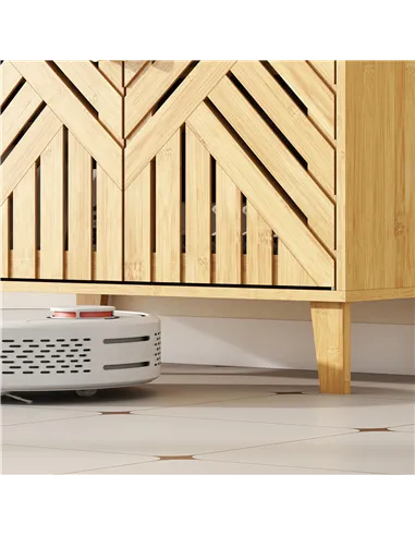 HOMCOM Bamboo Bathroom Under Sink Cabinet with Adjustable Shelf for Basin without Pedestal - Natural